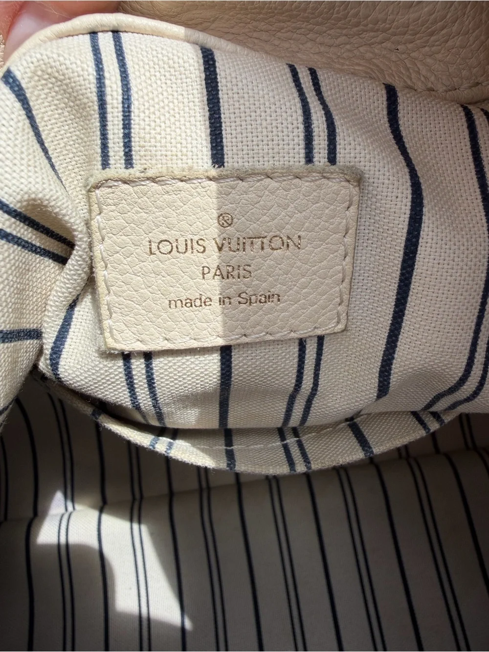 Authentic Louis Vuitton Cream Embossed Leather Hobo with Gold Hardware - Cream
